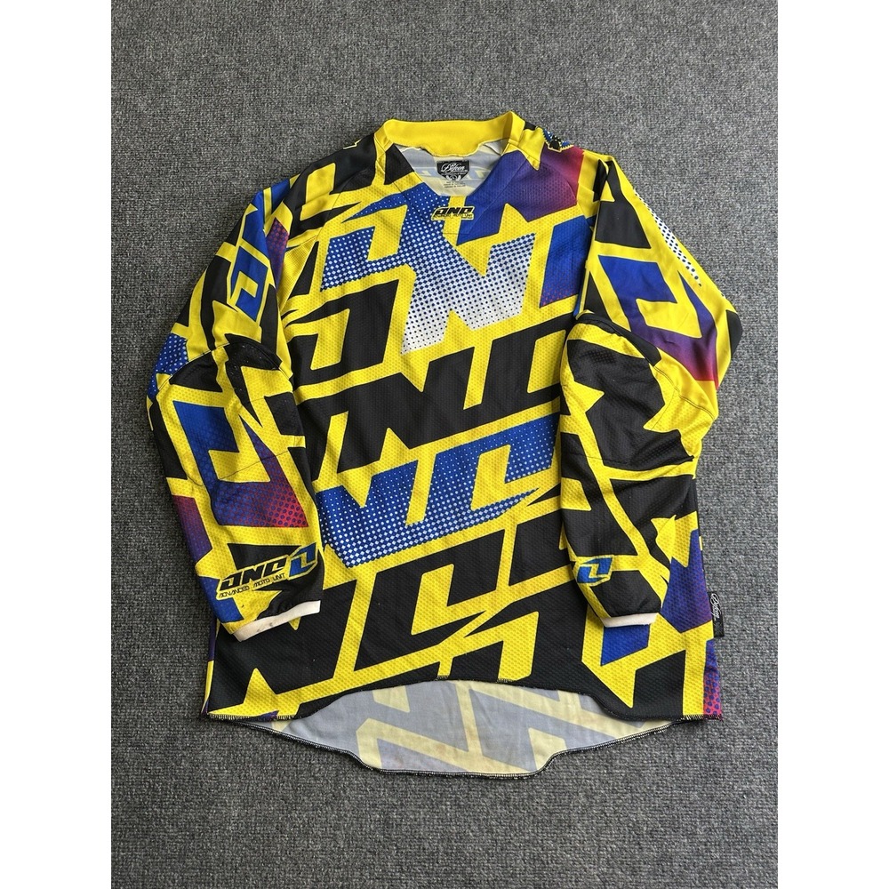 Mens One Industries Defcon Motocross Jersey Yellow Blue, Size L